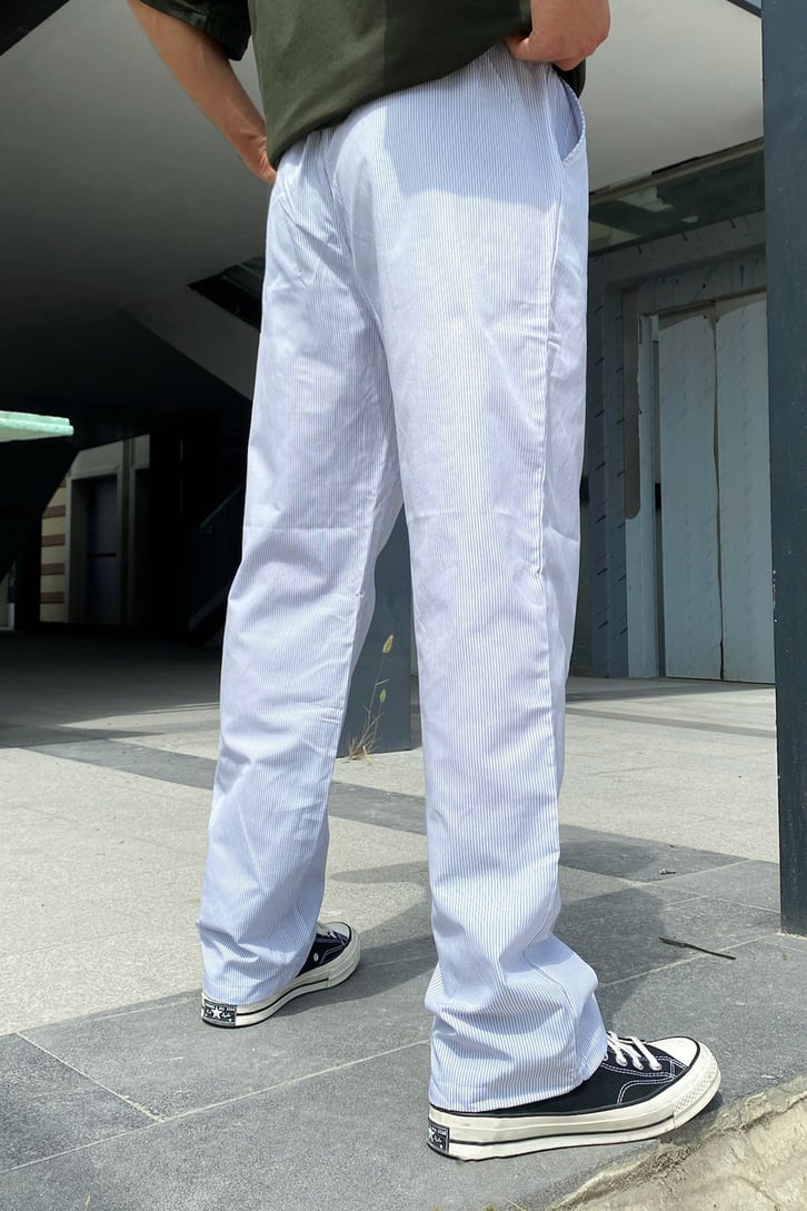 Çizgili Bel Bağcıklı Jogger Pantolon