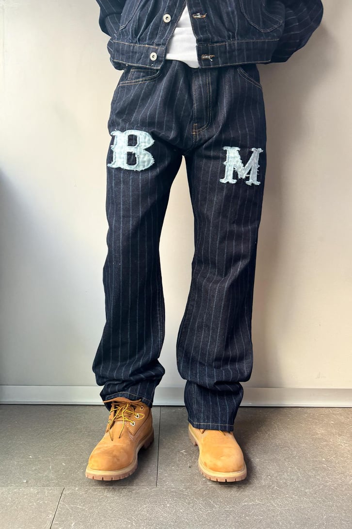 Çizgili Denim Takım