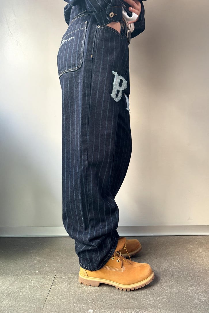 Çizgili Denim Takım