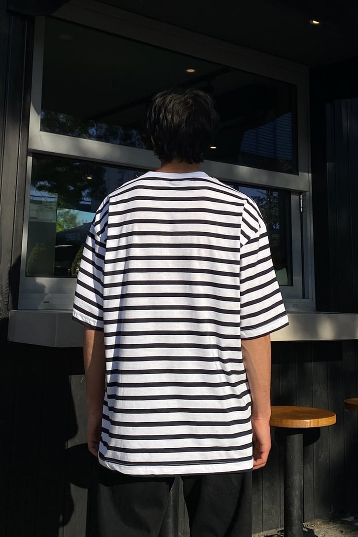 Çizgili Oversize Beyaz Tshirt