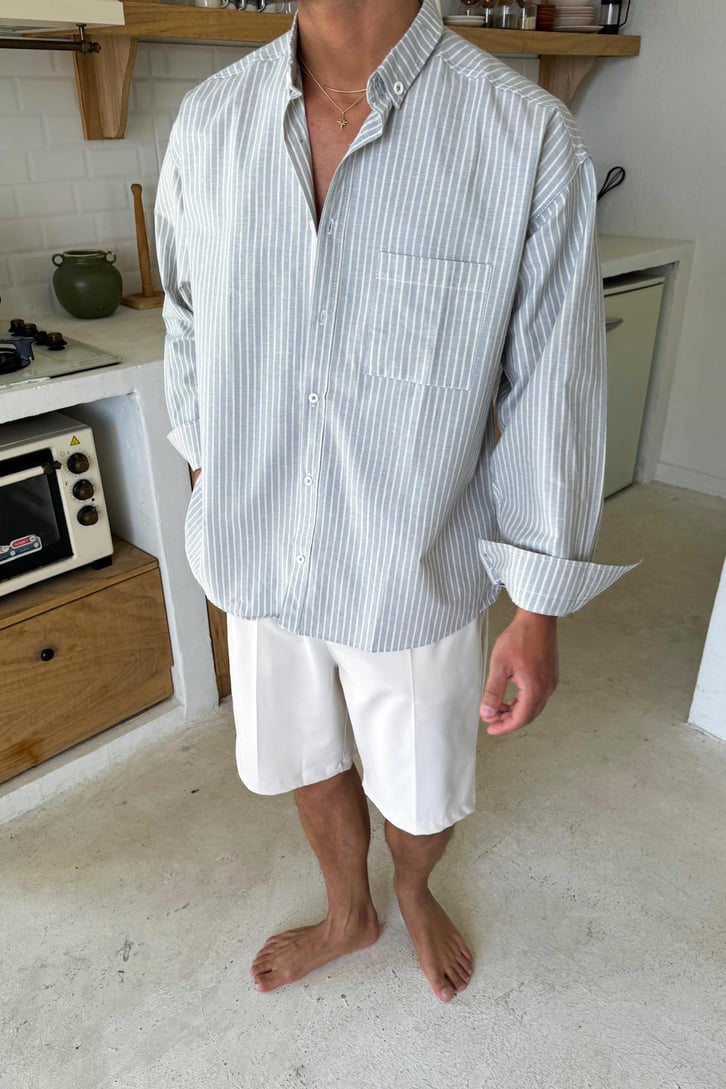 Çizgili Oversize Gömlek