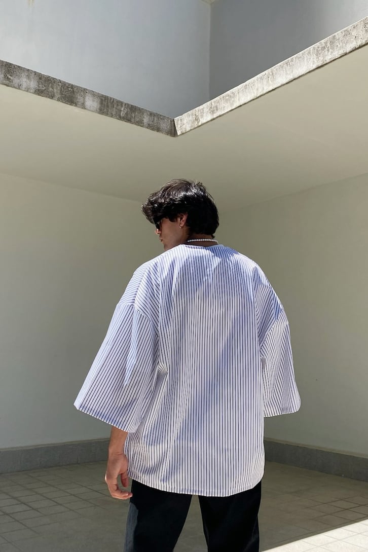 Çizgili Oversize Kimono