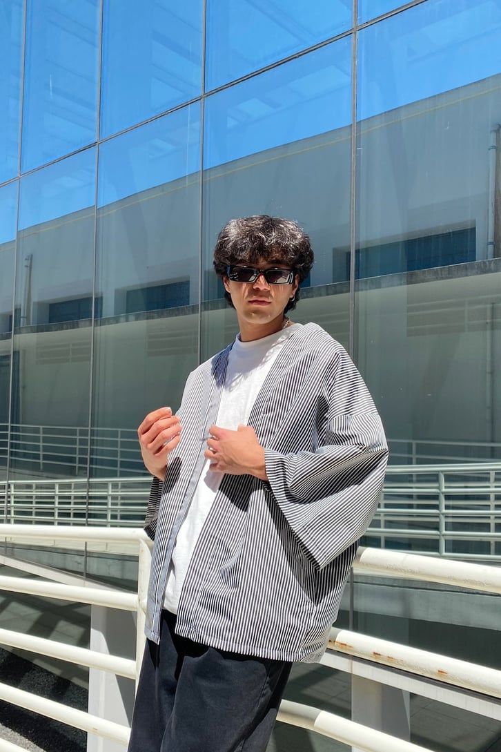 Çizgili Oversize Kimono