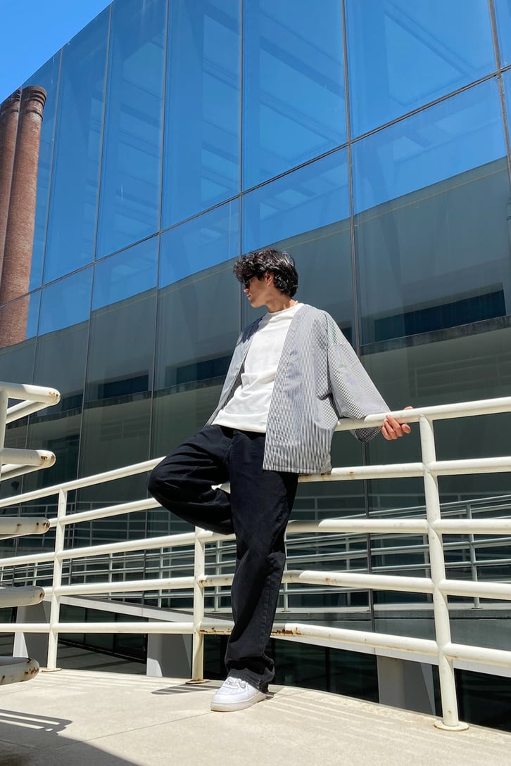 Çizgili Oversize Kimono