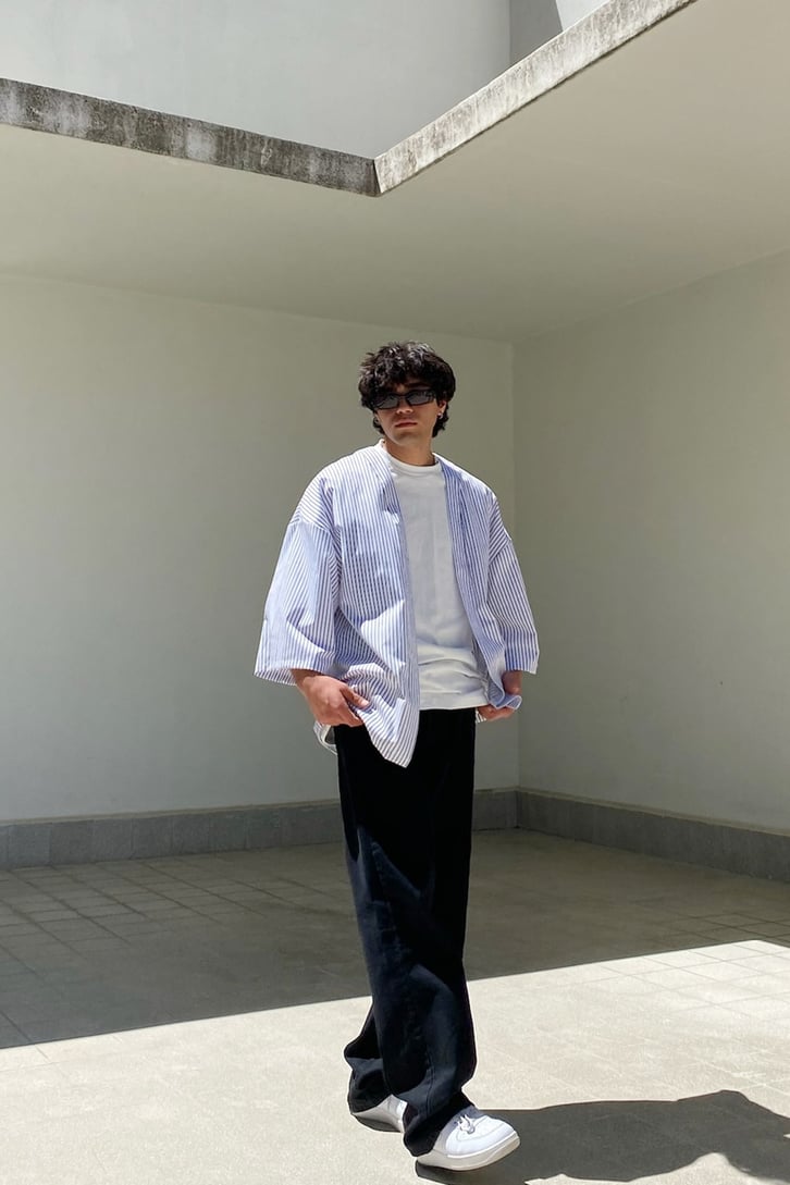 Çizgili Oversize Kimono