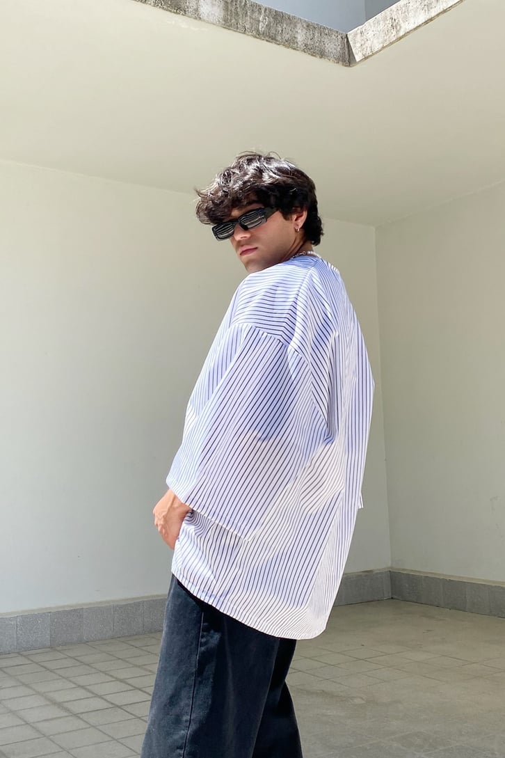 Çizgili Oversize Kimono