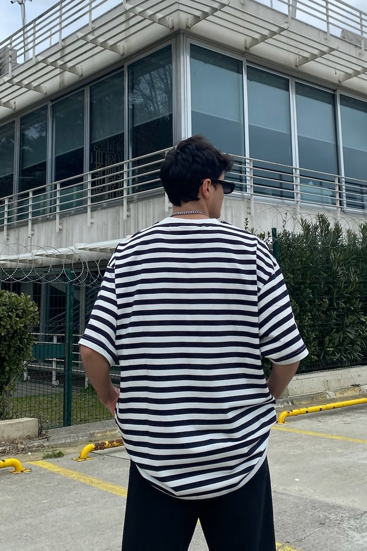 Çizgili Oversize Premium Tshirt
