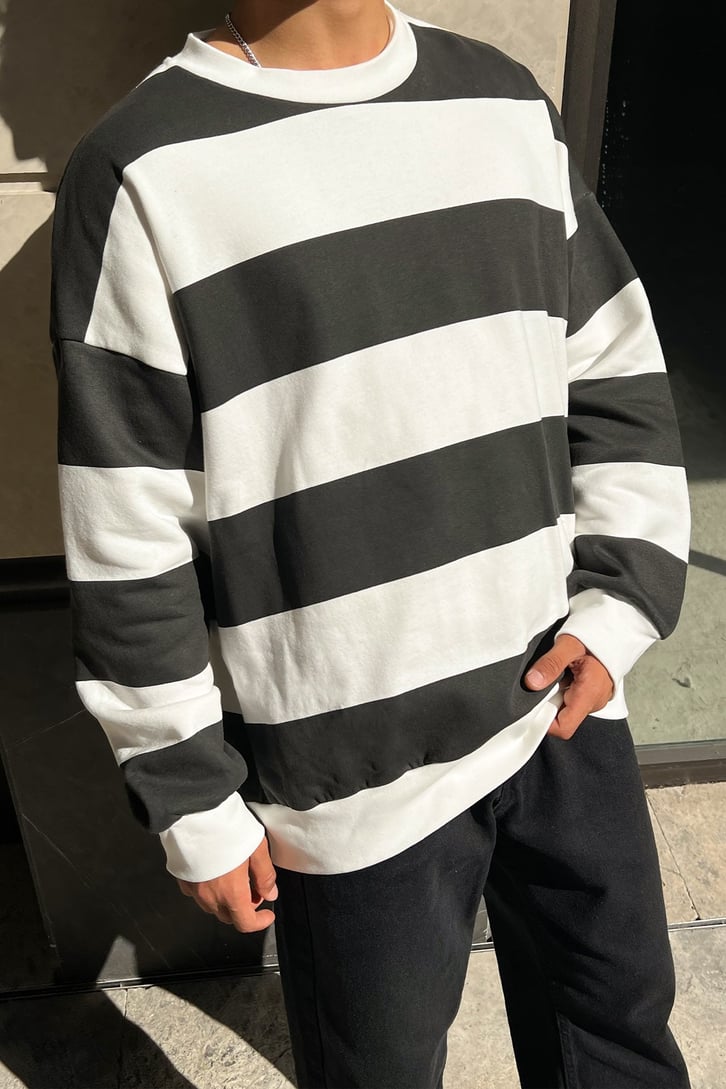 Çizgili Oversize Sweatshirt