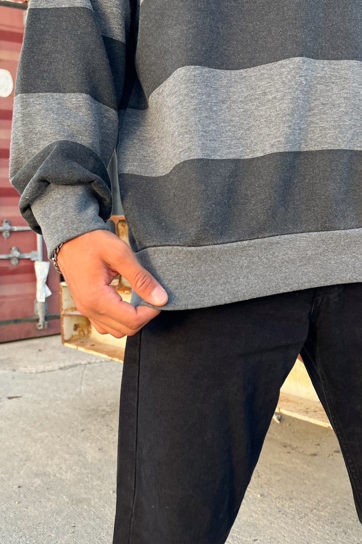 Çizgili Oversize Sweatshirt