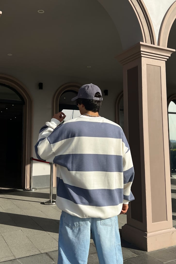 Çizgili Oversize Sweatshirt