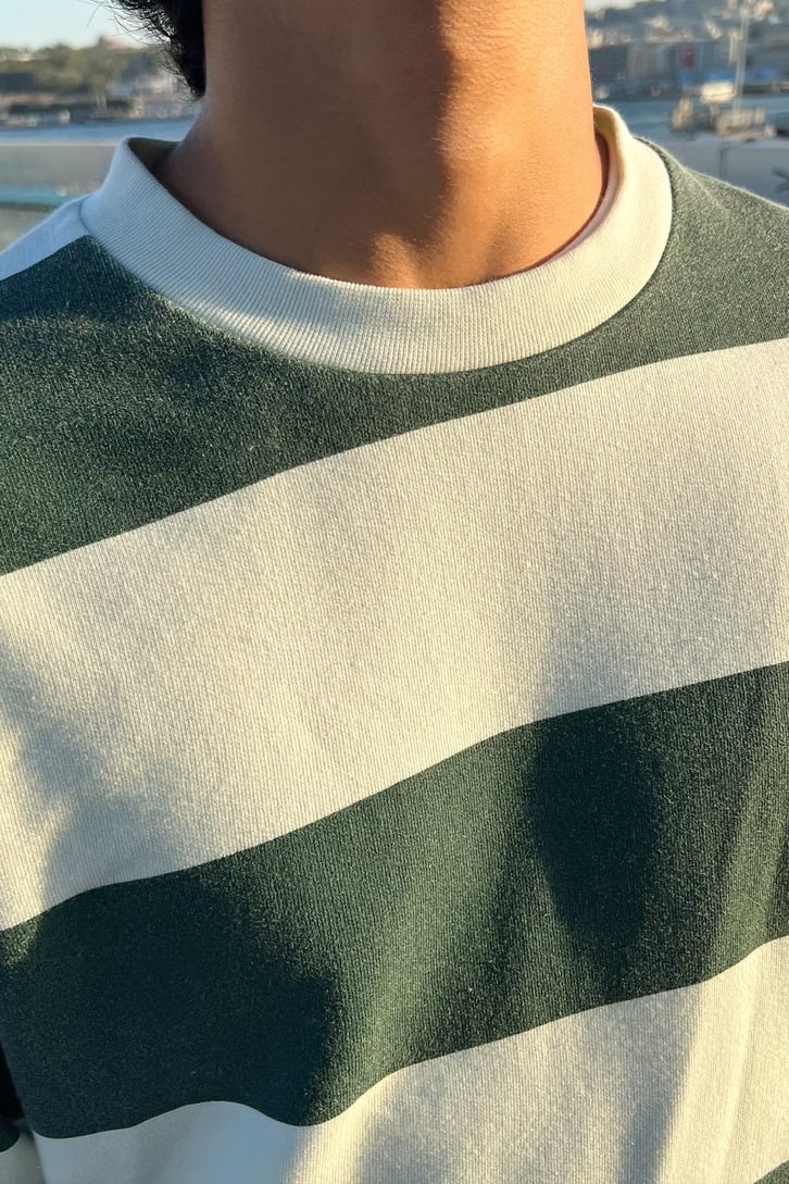 Çizgili Oversize Sweatshirt