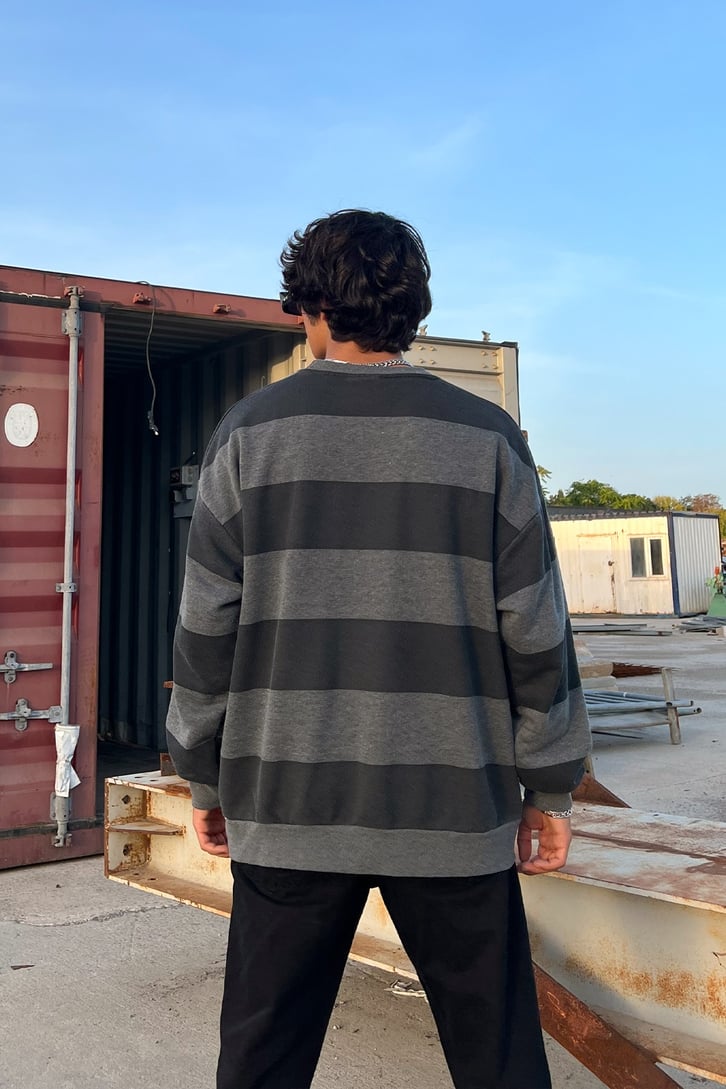 Çizgili Oversize Sweatshirt