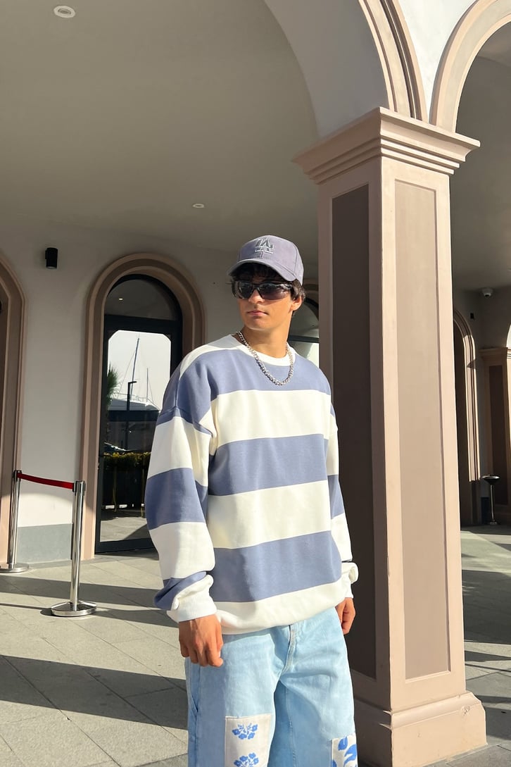 Çizgili Oversize Sweatshirt