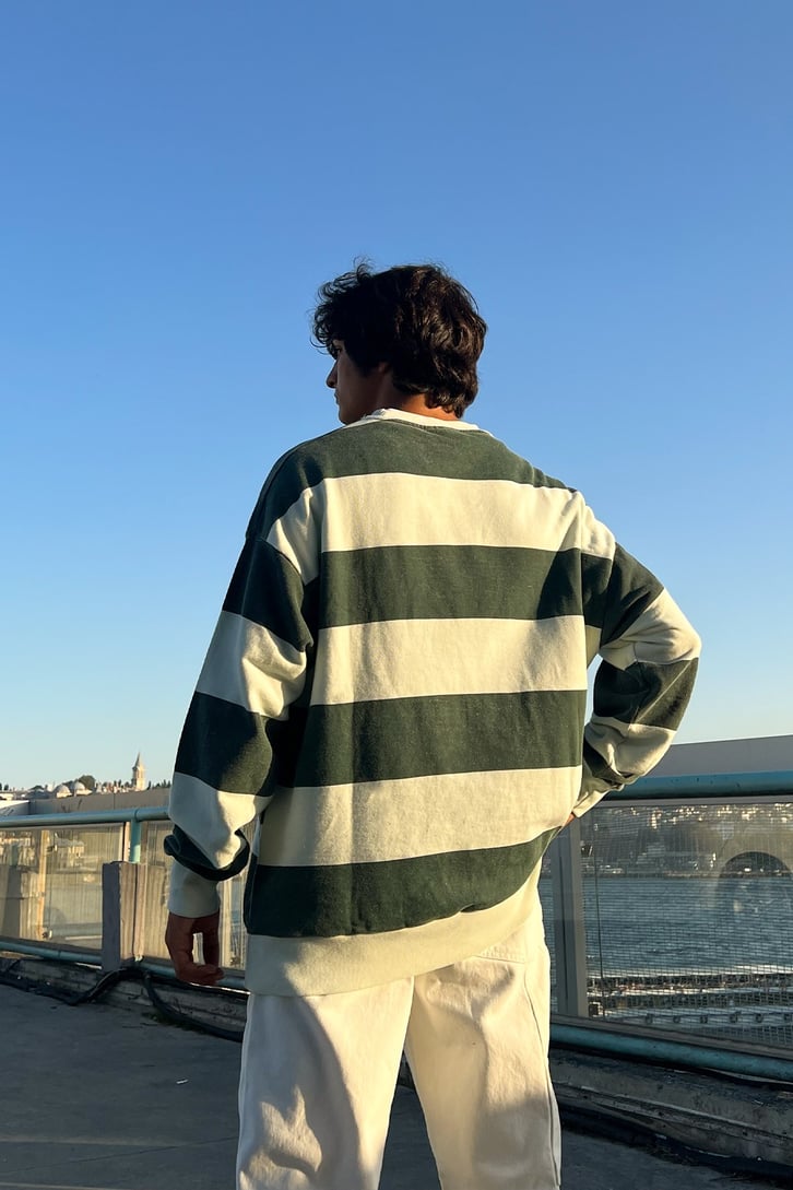 Çizgili Oversize Sweatshirt