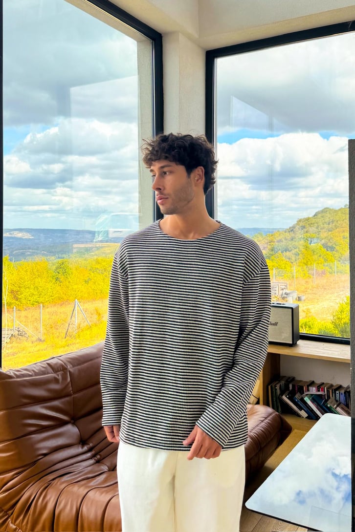 Çizgili Oversize Sweatshirt