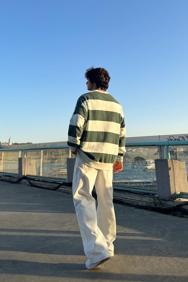 Çizgili Oversize Sweatshirt