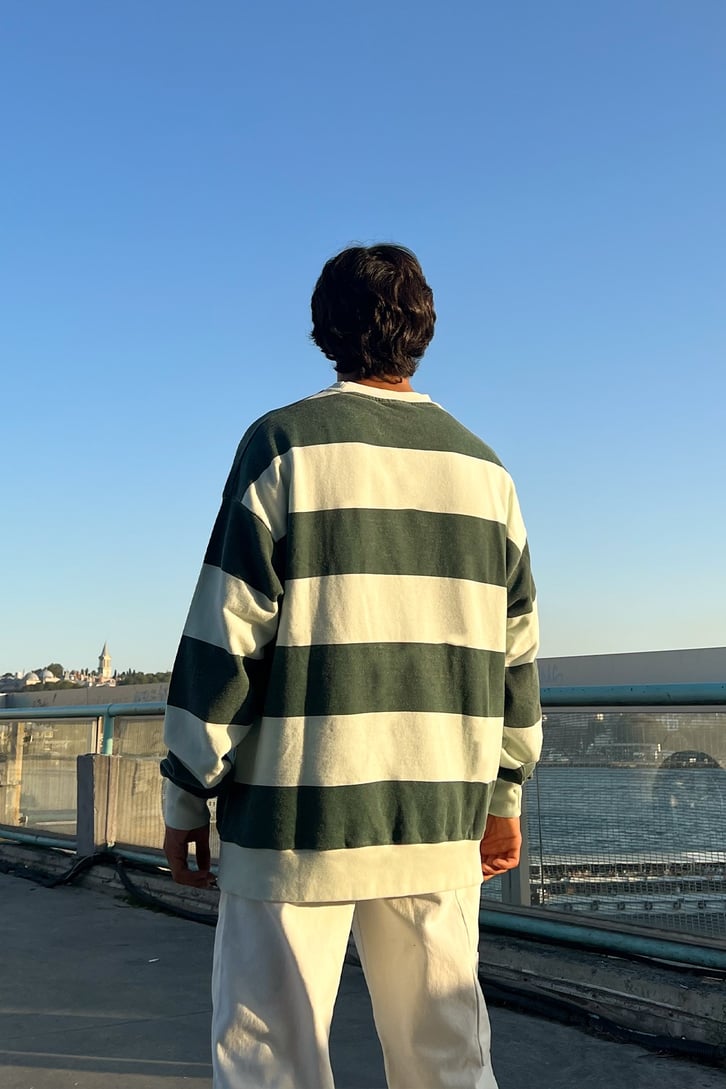 Çizgili Oversize Sweatshirt