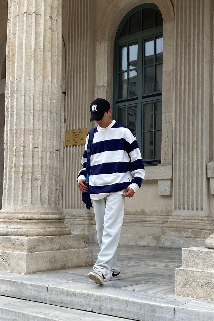 ÇİZGİLİ OVERSIZE SWEATSHIRT