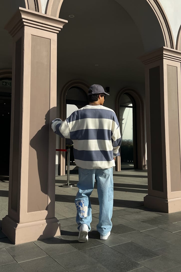 Çizgili Oversize Sweatshirt