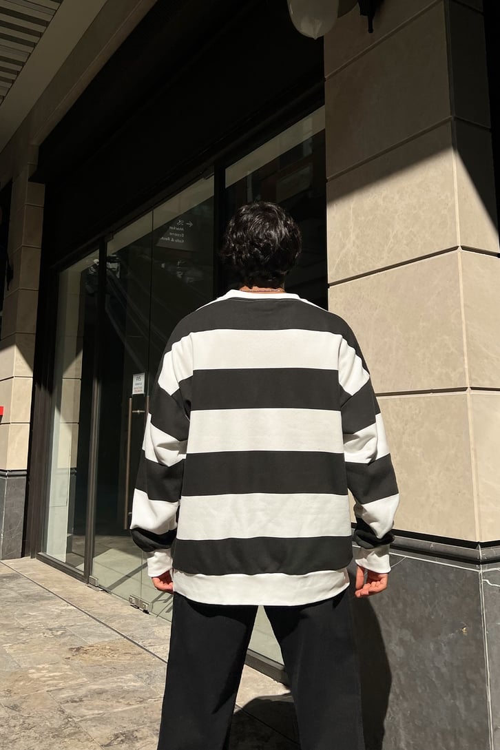 Çizgili Oversize Sweatshirt