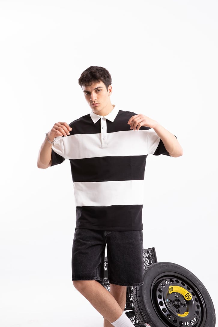Çizgili  Polo Yaka Tshirt