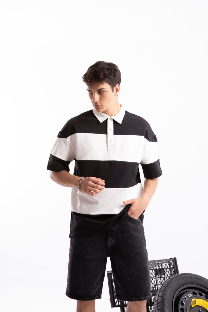 Çizgili  Polo Yaka Tshirt