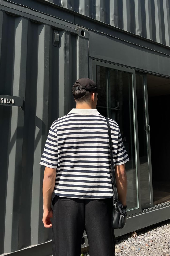 Çizgili Polo Yaka Tshirt