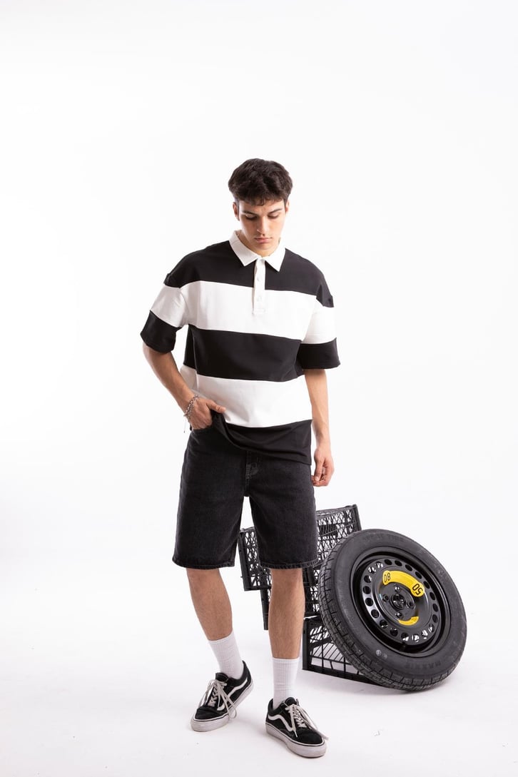Çizgili  Polo Yaka Tshirt