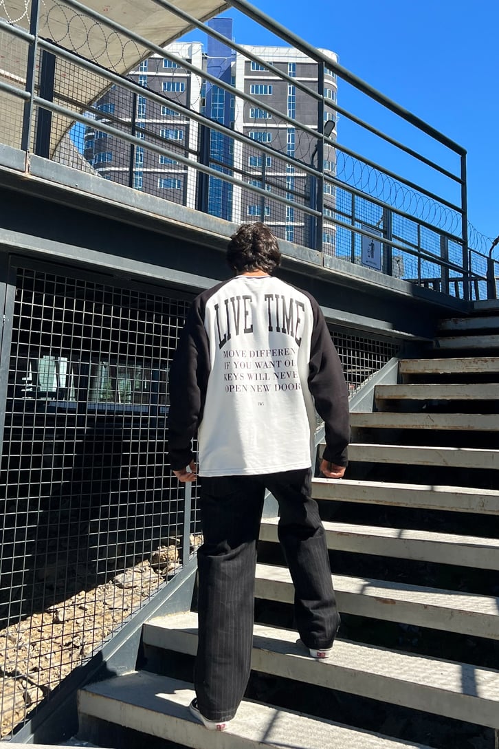 Çizgili Siyah Baggy Jean