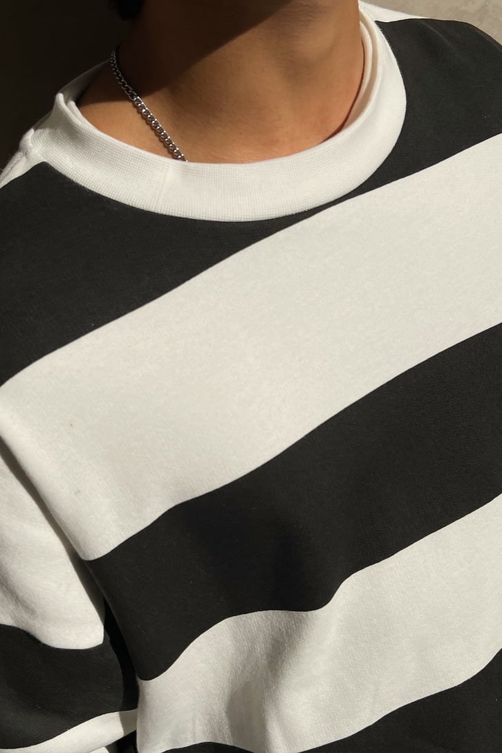 Çizgili Siyah Oversize Sweatshirt