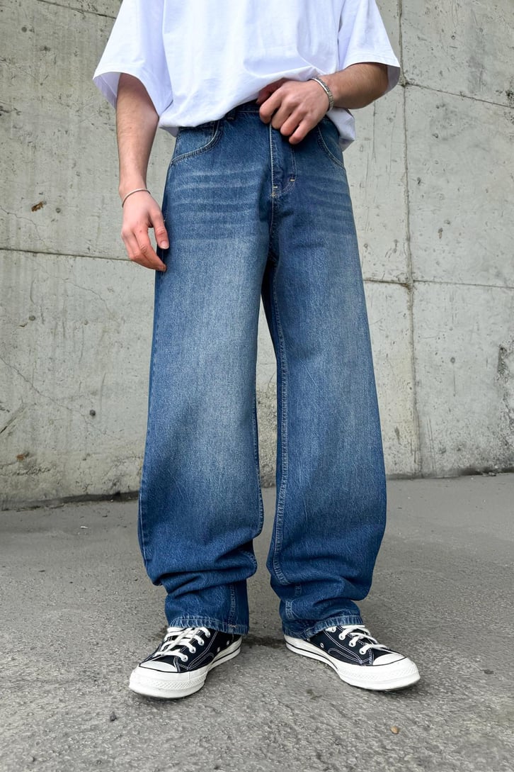Çizgili Super Baggy Jean