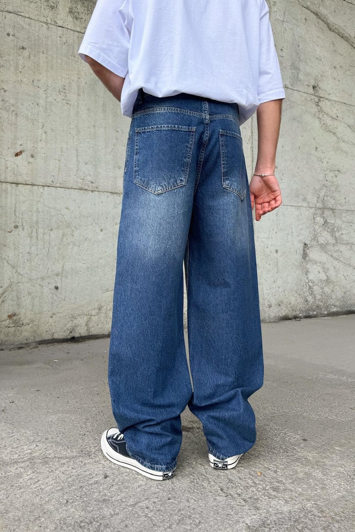 Çizgili Super Baggy Jean
