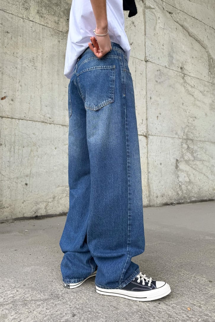 Çizgili Super Baggy Jean