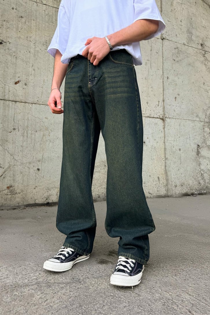 Çizgili Super Baggy Jean