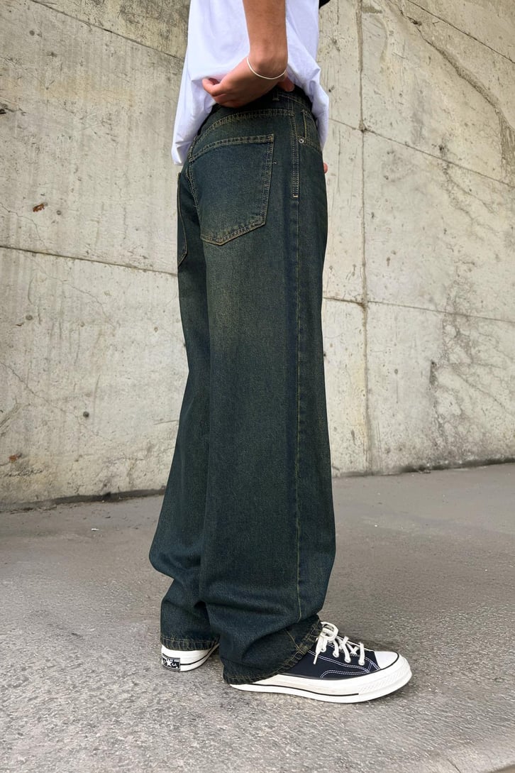 Çizgili Super Baggy Jean