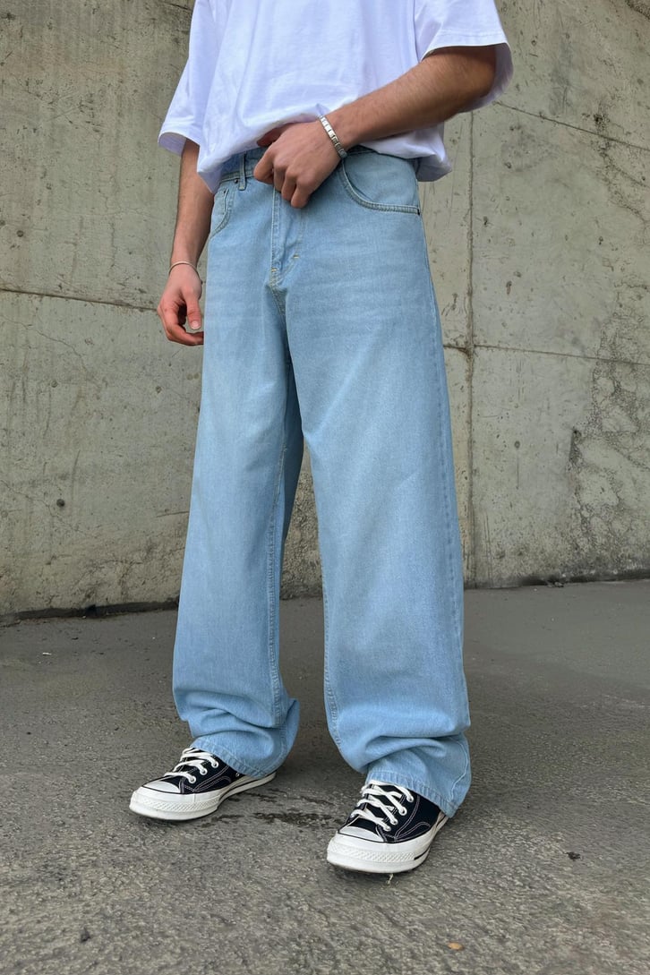 Çizgili Super Baggy Jean