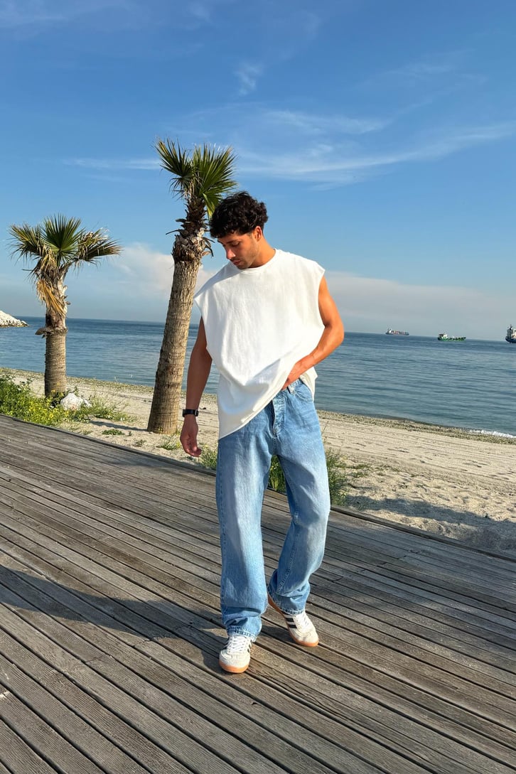 Çizgili Super Regular Jean