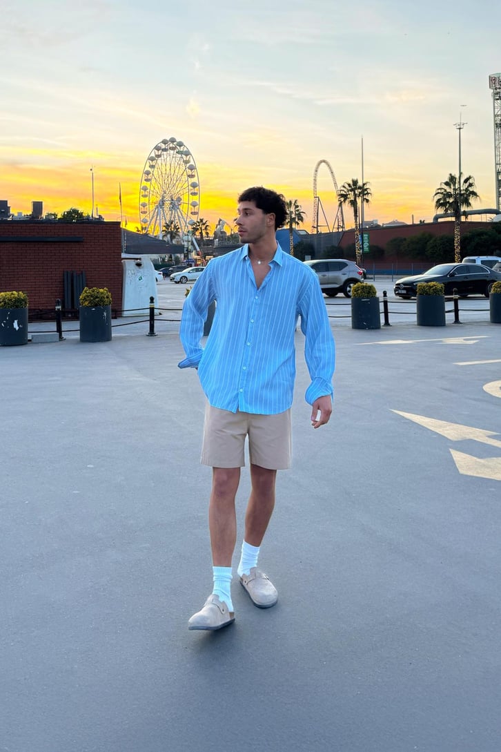 Çizgili Uzun Kol Oversize Gömlek