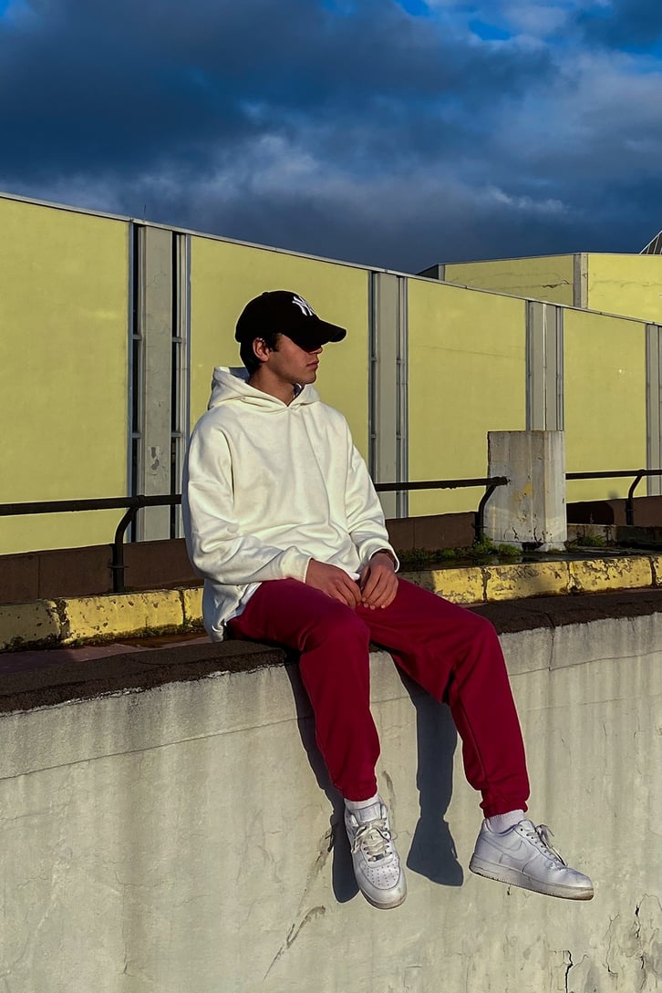 Claret Red Basic Oversize Sweatpant