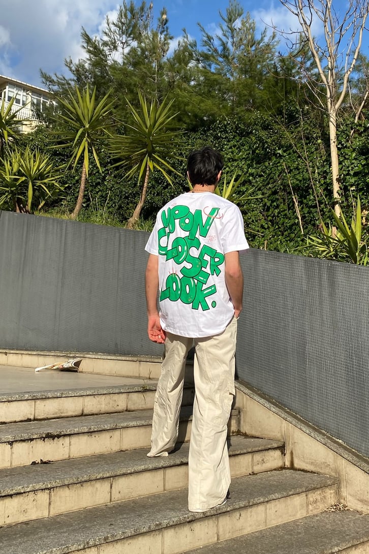 Closer Look Oversize Printed Beyaz Tshirt