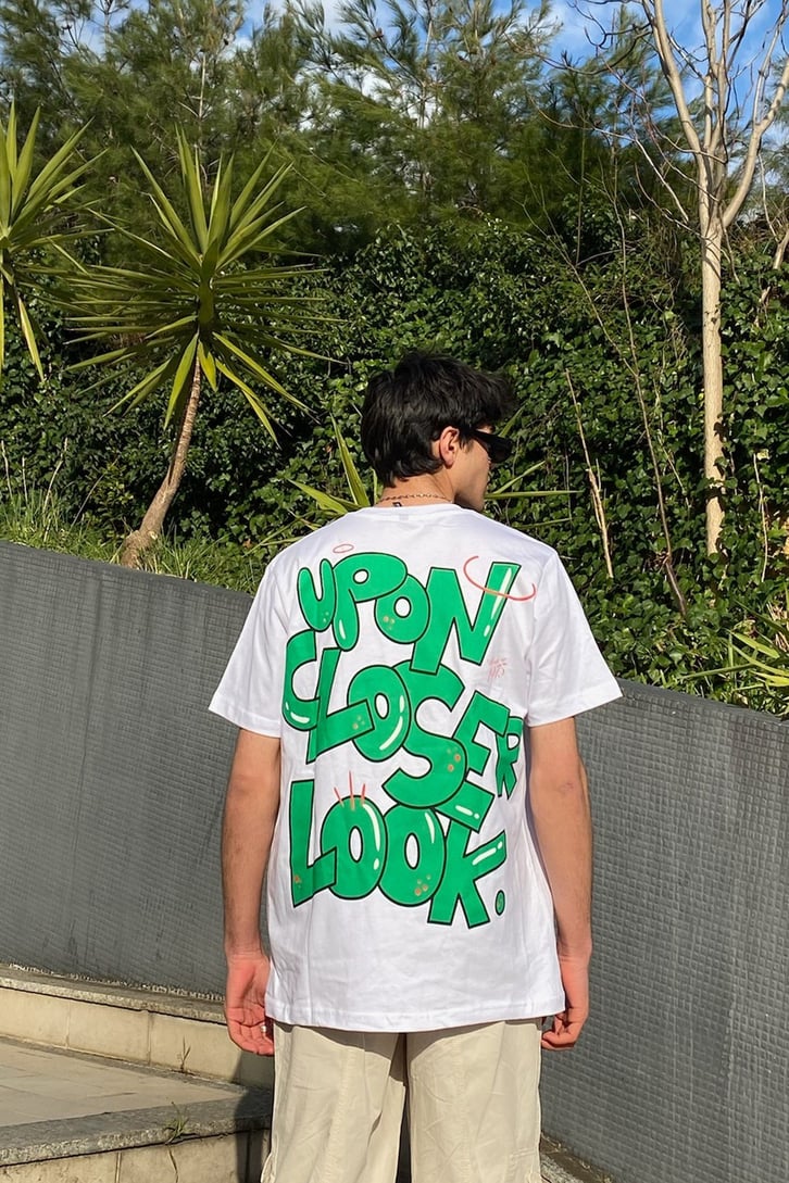 Closer Look Oversize Printed Beyaz Tshirt