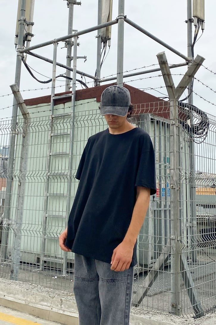 Clover Ofcl Sırt Baskılı Siyah Oversize Tshirt