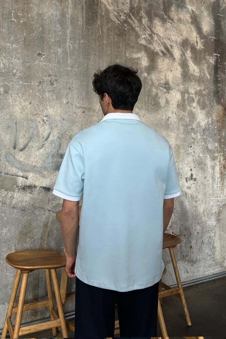 Club 1984 Nakışlı Bebek Mavisi Polo Yaka Tişört
