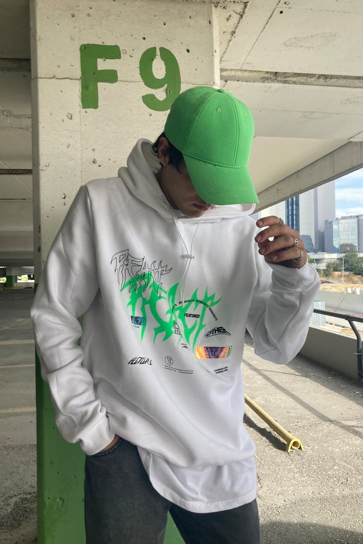 ÇOK BASKILI OVERSIZE HOODIE