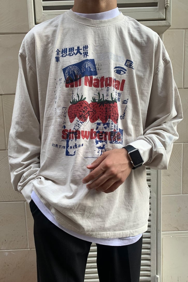 ÇOKLU DESEN BASKILI OVERSIZE LONG SLEEVE TSHIRT