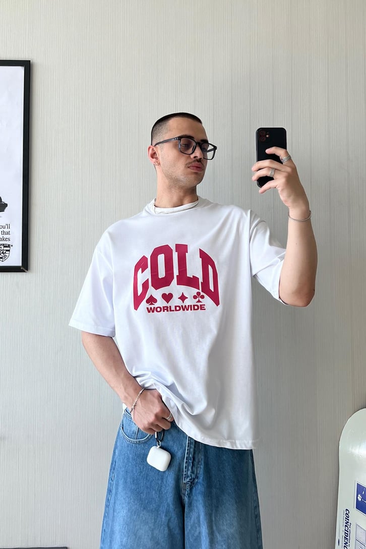 Cold WW Baskılı Oversize Tişört
