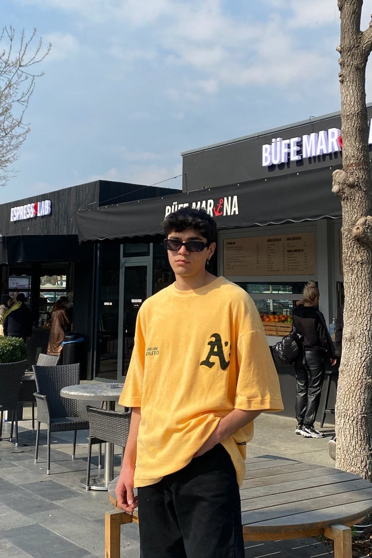 Collage Style Oversize Golden Tshirt