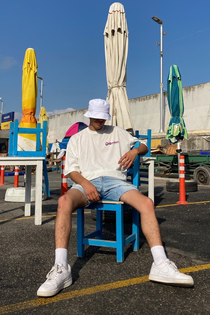 Collusion Baskılı Ekru Oversize Tshirt