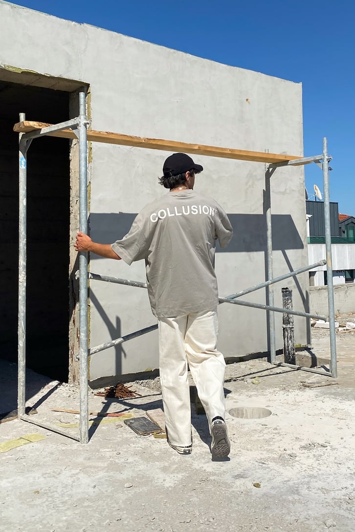 Collusion Sırt Baskılı Çam Yeşilii Oversize Tshirt