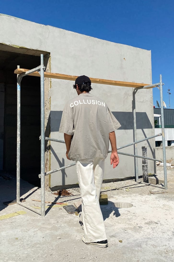 Collusion Sırt Baskılı Çam Yeşilii Oversize Tshirt